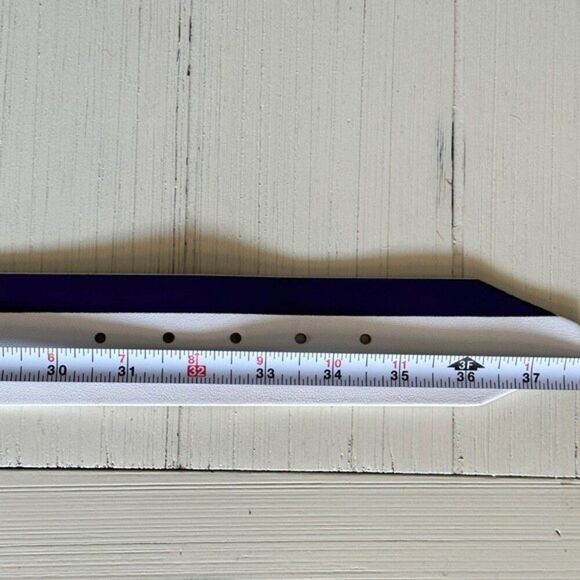 Worth New York Leather Belt Made in Italy White with Purple Red Stripes 2” Small main image 6